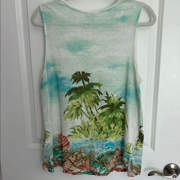 J.Jill Love Linen Tropical Beach Design Sleeveless - Picture 5 of 8